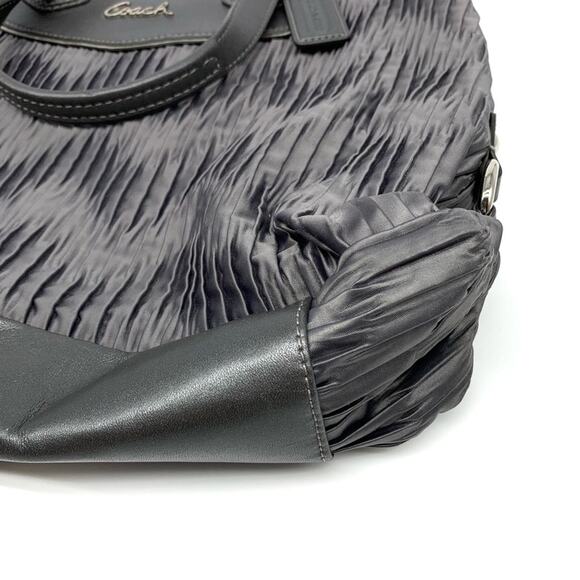 COACH #F20050 Ashley Gathered Carryall Satchel Bag Grey Satin - Picture 4 of 11